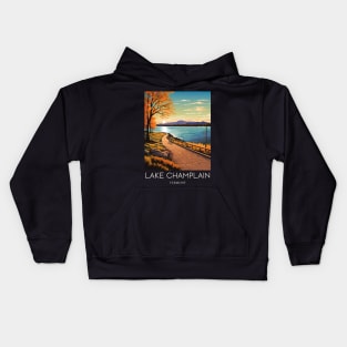 A Pop Art Travel Print of Lake Champlain - Vermont - US Kids Hoodie